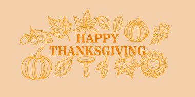 Minimalist Şükran Günü tebrik kartı illüstrasyon şablonu tasarımınız kutlu olsun