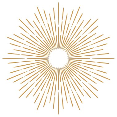 Zarif, ince güneş ışını veya güneş patlaması vektör çizimi, izole edilmiş.