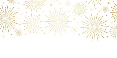 Altın gradyan havai fişek vektörü çerçeve, bayram tebrik kartı partisi veya davet sınırı, zarif sınır, izole tasarım