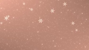 Kahverengi, sıcak, nötr bej kar, soyut kış tatili arkaplanı, zarif, parlak parçacık animasyonu.