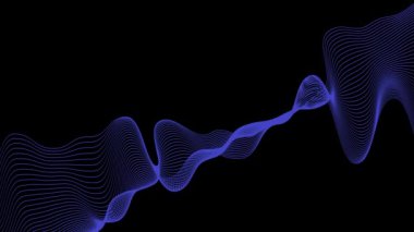 Soyut çizgi animasyon dalgası arka planı siyah ve mavi modern dalga formu