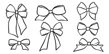 Şirin vektör yayı seti, el çizimi resim karalama koleksiyonu izole edildi