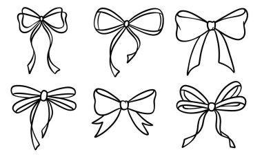 Mürekkep yayı vektör klipsi sanat seti, kurdele çizgisi karalama koleksiyonu izole edildi