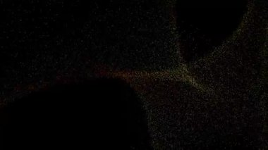 Kırmızı turuncu taneli gürültü fütüristik parçacık tozu dalgası siyah zemin üzerinde 3D kum animasyonu, modern hareket grafikleri pürüzsüz döngü