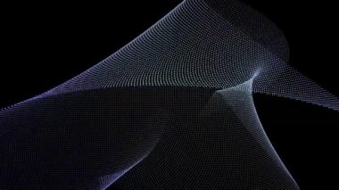 Modern zarif 3D fütüristik siyah ve mavi dalga animasyonu, gradyan ağ görselleştirici kusursuz döngü