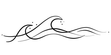 Minimalist çizgi sanat vektör dalgası, modern doğrusal pankart tasarımı, soyut su dalgalanmaları sınır