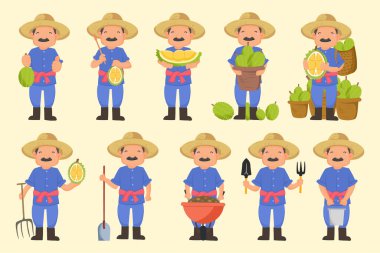 Çiftçi elinde Durian ritmi, Asyalı çiftçi seti. 