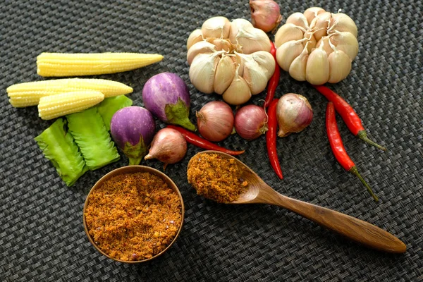 Farine Poisson Chili Pâte Aux Herbes Thaïlandaises — Photo
