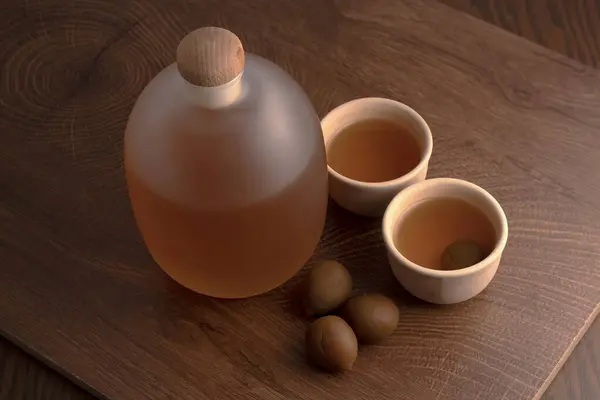 飲み放題の日本式プラム発酵酒 ストック画像