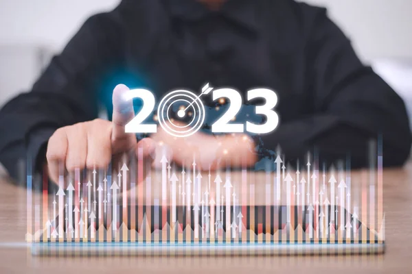 Objetivo Negócios Tecnologia Definir Metas Realização 2023 Novas Estatísticas Resolução — Fotografia de Stock