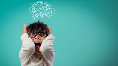 Beyin Sinir Sistemi konsepti. Bilim çocukların okuması ve öğrenmesi gereken bir şeydir. Düşünme süreci ve Çocukların Psikolojisi.