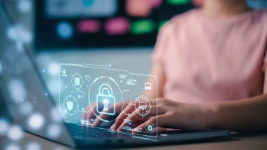 Siber güvenlik veri koruması iş teknolojisi gizlilik kavramı.