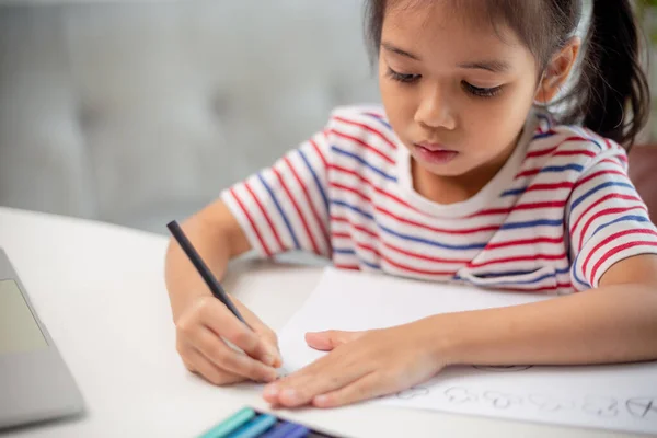 Asian Child Students Back School Doing Homework Learn New Ideas — Stock Photo, Image