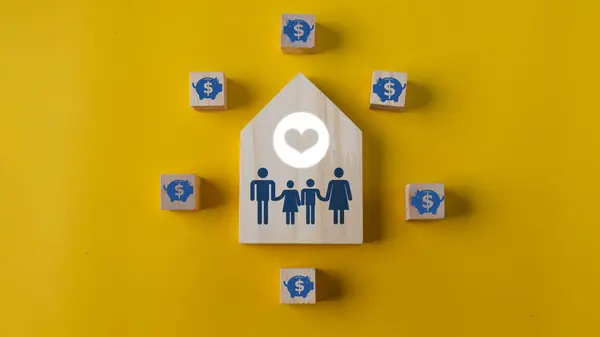 Family with financial investment plan concept. Family with piggy bank icons for money saving, Financial investment, Growing money, Family saving money together for future, Money saving,