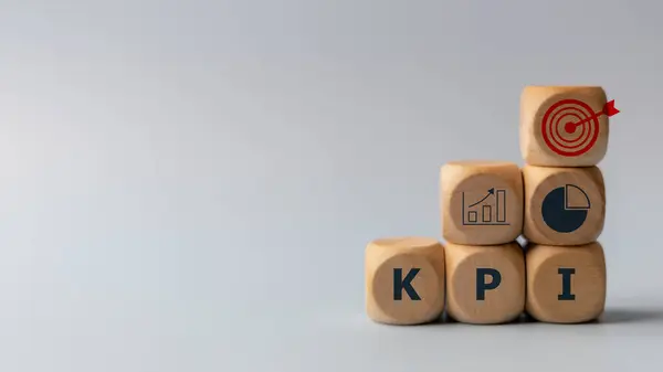 Business goals, performance results, and indicators. For business planning and measuring success, target achievement. KPI, Key Performance Indicator.