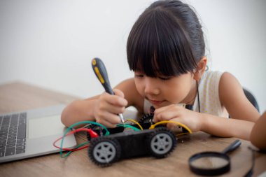 Yenilikçi çocuklar evde robot arabaları ve elektronik kablo kablolarını STEM 'de kodlayarak öğreniyorlar. Evde robot arabalar yapmak