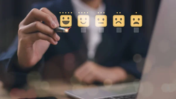 Customers Can Evaluate the Quality Of Service Leading To a Business Reputation Rating. Customer Satisfaction Survey Concept, Users Rate Service Experiences On Online Application,