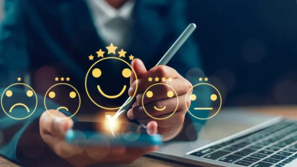 Customers Can Evaluate the Quality Of Service Leading To a Business Reputation Rating. Customer Satisfaction Survey Concept, Users Rate Service Experiences On Online Application