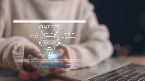 Artificial intelligence technology automatically responds to online messages to help customers instantly. Chatbot artificial intelligence intelligent robot technology AI.