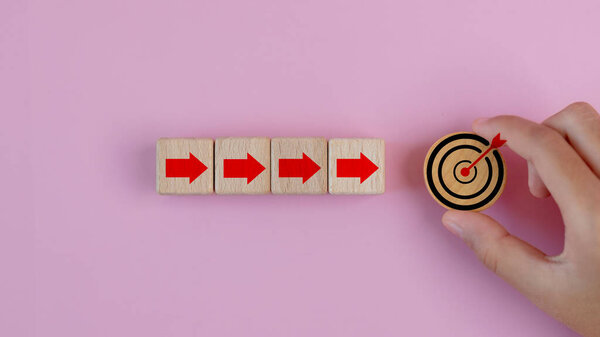 Target goal and arrow sign on background, Successful project plan, Business strategy planning management, Business goal, Innovation and inspiration for creativity idea thinking