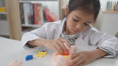 Bir doktor oyununda anatomik bebeklerle oynayan Asyalı bir kız, evde anatomik bebeklerle iç organlar hakkında oyun oynayarak öğreniyor. Çocuklar doktor olmak ister..