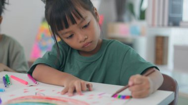 İki çocuk su ve temiz bir konteynırla ilgili bir bilim deneyiyle oynuyorlar. İkisi de deneye odaklanmış ve eğleniyor gibi görünüyorlar.