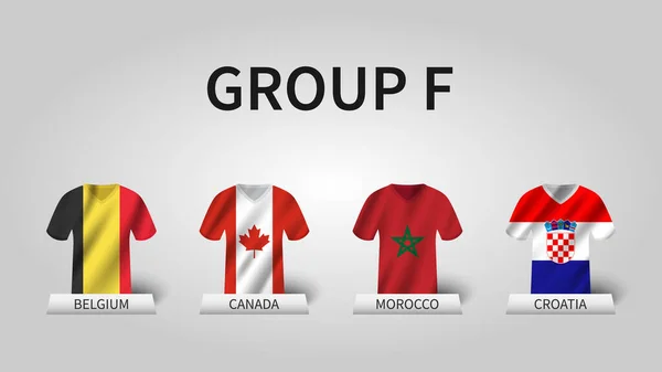Κατάρ Fifa Παγκόσμιο Πρωτάθλημα Ποδοσφαίρου 2022 Στάδια Ομάδας Κυματιστή Φανέλα — Διανυσματικό Αρχείο