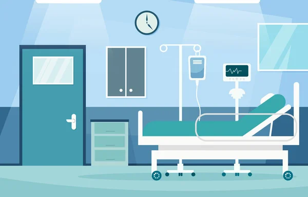 Inpatient Department Hospital Scene Flat Design Vector — Vetor de Stock