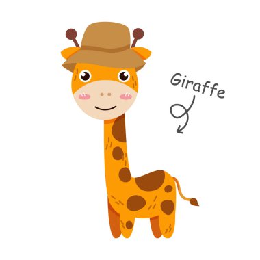 Giraffe cartoon characters with clothes . Vector .