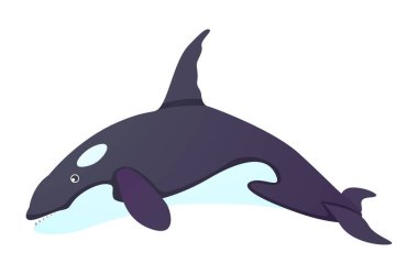 Killer whale cartoon character . Vector .