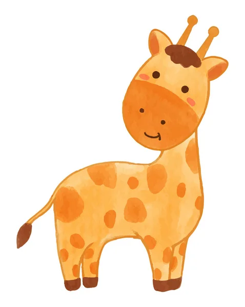 Giraffe Aquarellmalerei Niedliche Tier Cartoon Figur Stehend Vektor — Stockvektor