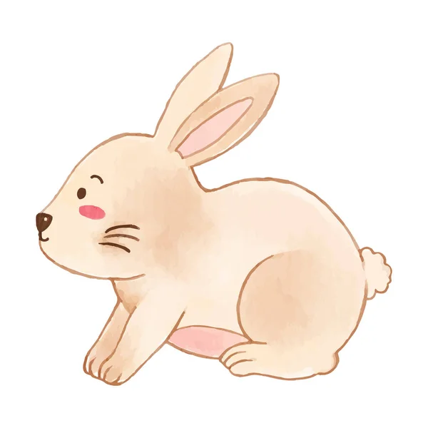 Rabbit Está Sentado Design Tinta Aquarela Personagem Desenho Animado Animal — Vetor de Stock