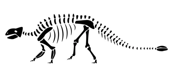 Ankylosaurus Skeleton Silhouette Dinosaurs Side View Vector — Stock Vector