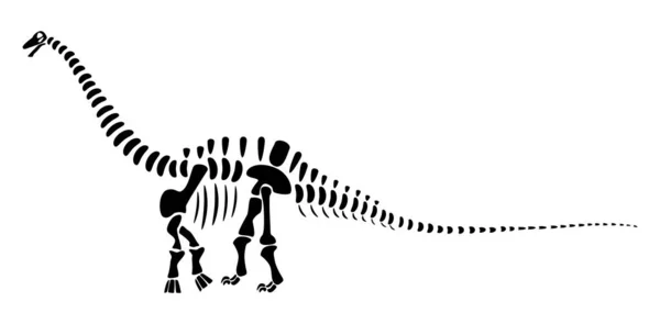 Apatosaurus Skelet Silhouet Dinosaurussen Zijaanzicht Vector — Stockvector