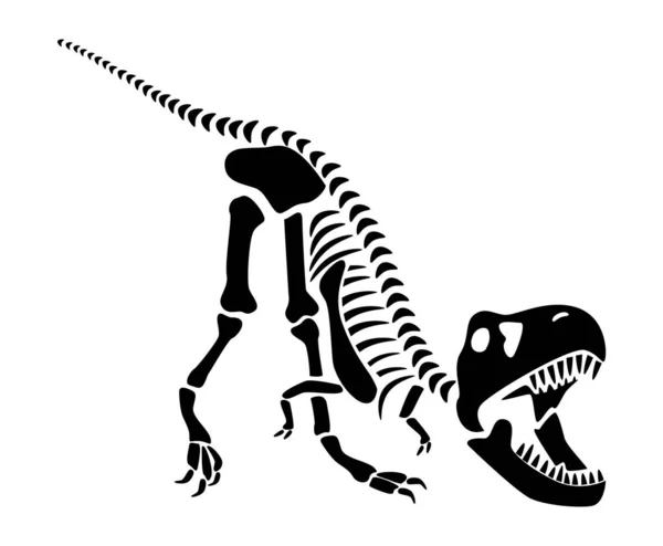 ティラノサウルスレックス骨格 シルエット恐竜 サイドビュー ベクトル — ストックベクタ