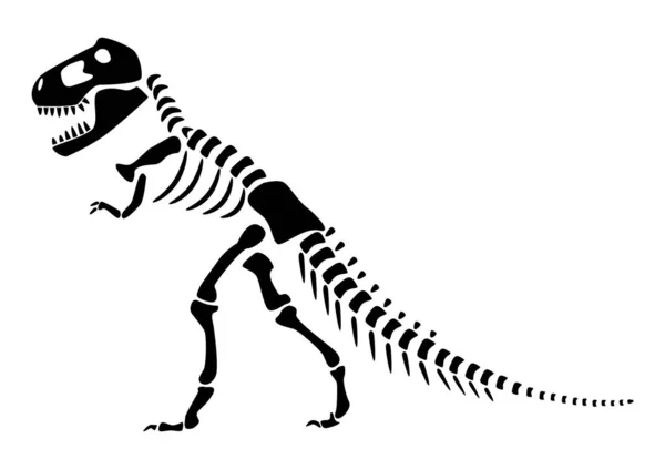 Tyrannosaurus Rex Skeleton Silhouette Dinosaurs Side View Vector — Stock Vector