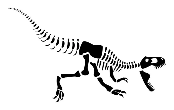Tyrannosaurus Rex Skelet Silhouet Dinosaurussen Zijaanzicht Vector — Stockvector