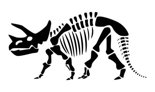 Triceratops Skelett Silhouetten Dinosaurier Seitenansicht Vektor — Stockvektor