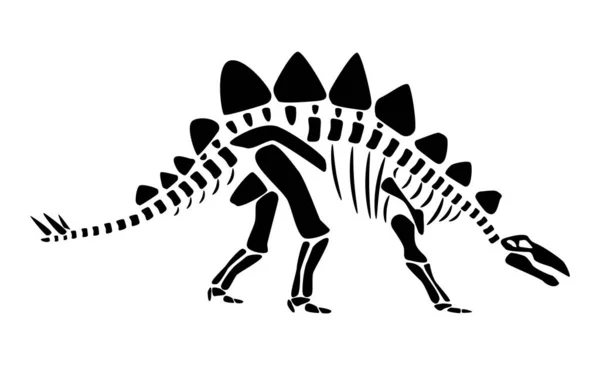 Stegosaurus Skelet Silhouet Dinosaurussen Zijaanzicht Vector — Stockvector