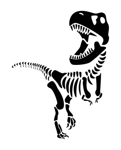 Tyrannosaurus Rex Skeleton Silhouette Dinosaurs Front View Vector — Stock Vector
