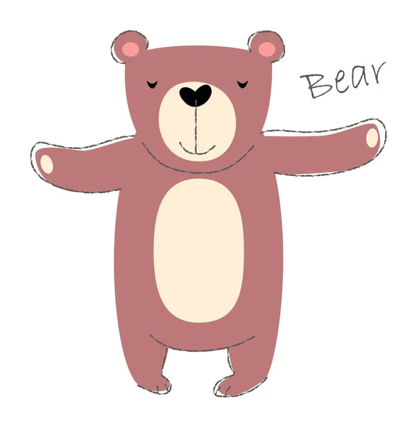 Urso Animais Bonitos Personagens Desenhos Animados Forma Plana Design Traço —  Vetores de Stock