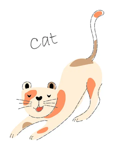 Cat Animales Lindos Personajes Dibujos Animados Forma Plana Diseño Línea — Vector de stock
