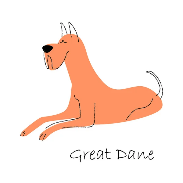 Gran Danés Lindos Personajes Dibujos Animados Para Perros Forma Plana — Vector de stock