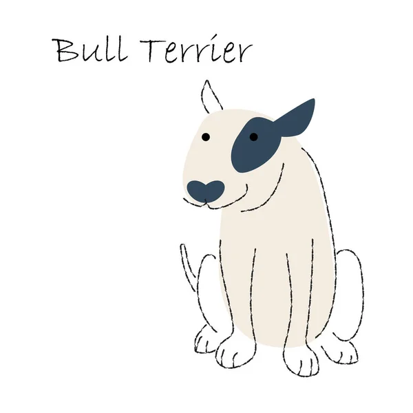 Toro Terrier Lindos Personajes Dibujos Animados Para Perros Forma Plana — Vector de stock