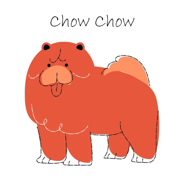Chow Chow Personnages Dessin Animé Mignon Chien Forme Plate Conception — Image vectorielle