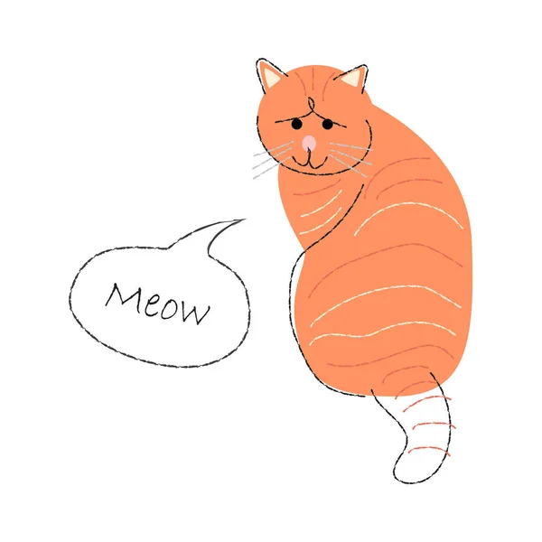 オレンジのタビーエキゾチックな猫 かわいい漫画のキャラクター フラット形状とラインストローク設計 ベクターイラスト — ストックベクタ