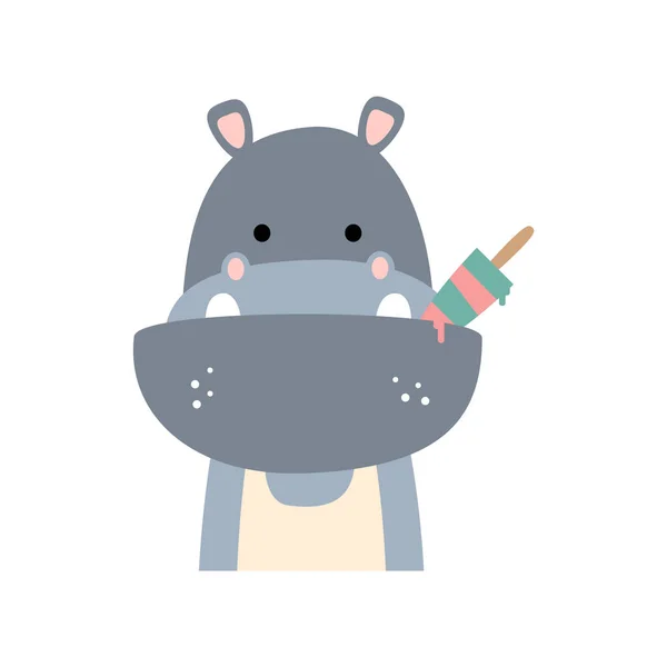 Hipopotam Letnim Kostiumie Zwierzęta Dzikiej Przyrody Ilustracja Wektora — Wektor stockowy