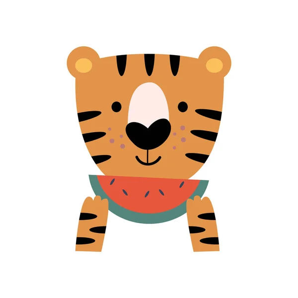 Τίγρης Καλοκαιρινή Στολή Άγρια Ζώα Εικονογράφηση Διανύσματος — Διανυσματικό Αρχείο