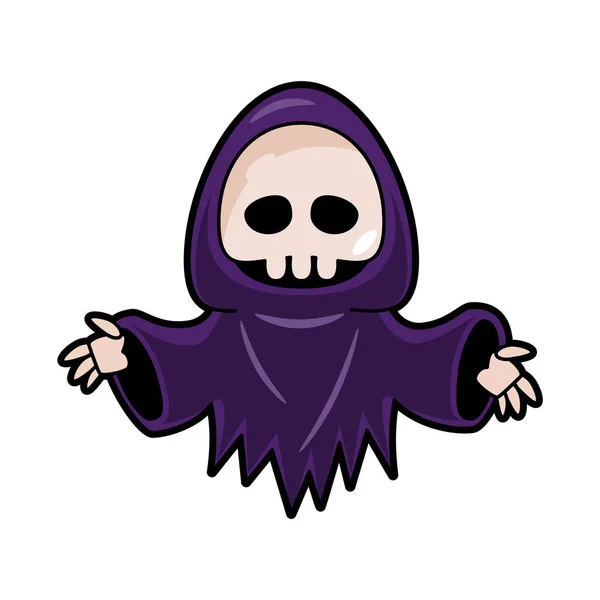 Ceifador Sombrio Personagens Desenhos Animados Halloween Vetor — Vetor de Stock