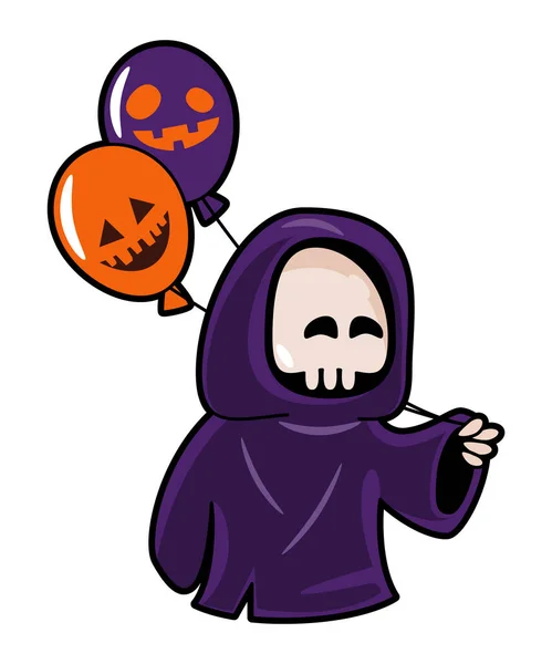 Smutná Smrtka Halloween Kreslené Postavičky Vektor — Stockový vektor